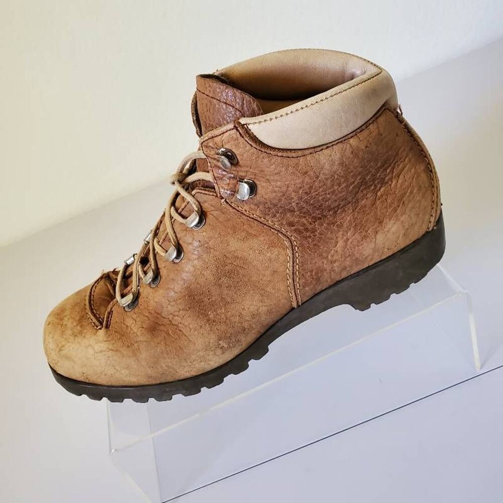 Raichle Womens 6.5 N Hiking Boots Brown Pebbled Leather Lug Sole Ankle Lace Up